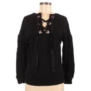 Pleione Black Tie-Up Sweatshirt